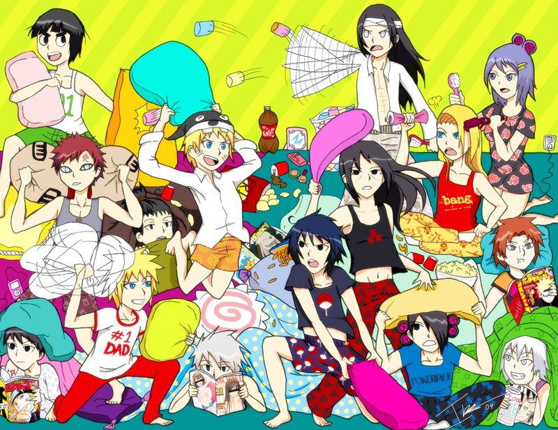 Anime Characters at Sleepover