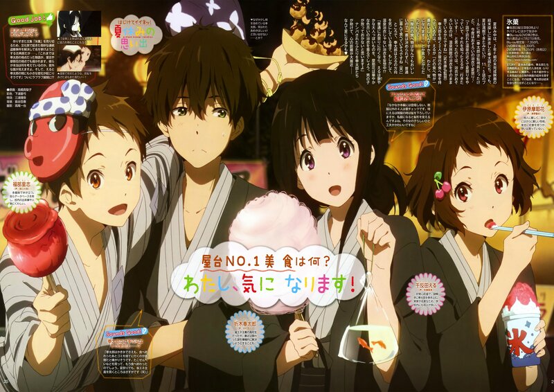 Anime characters at summer festival