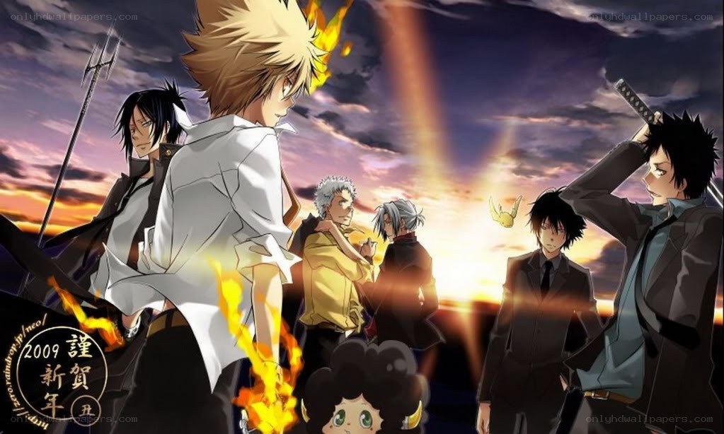 anime characters at sunset