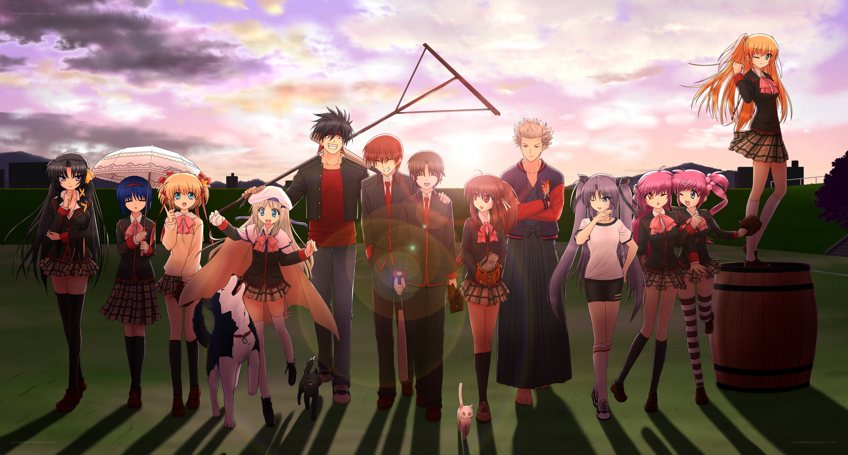 anime characters at sunset