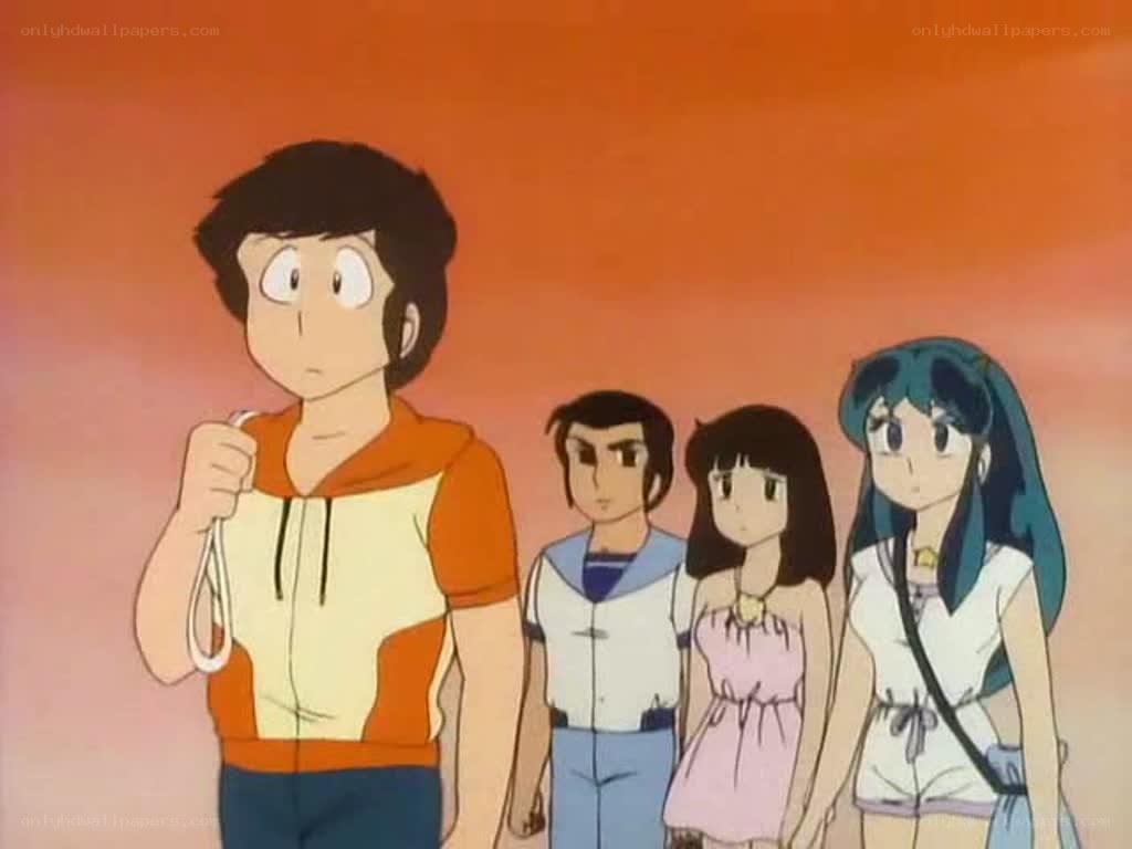 anime characters at sunset