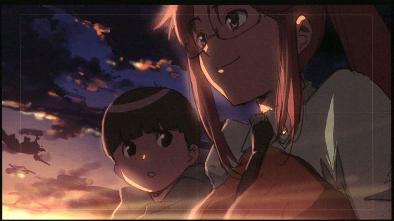 anime characters at sunset