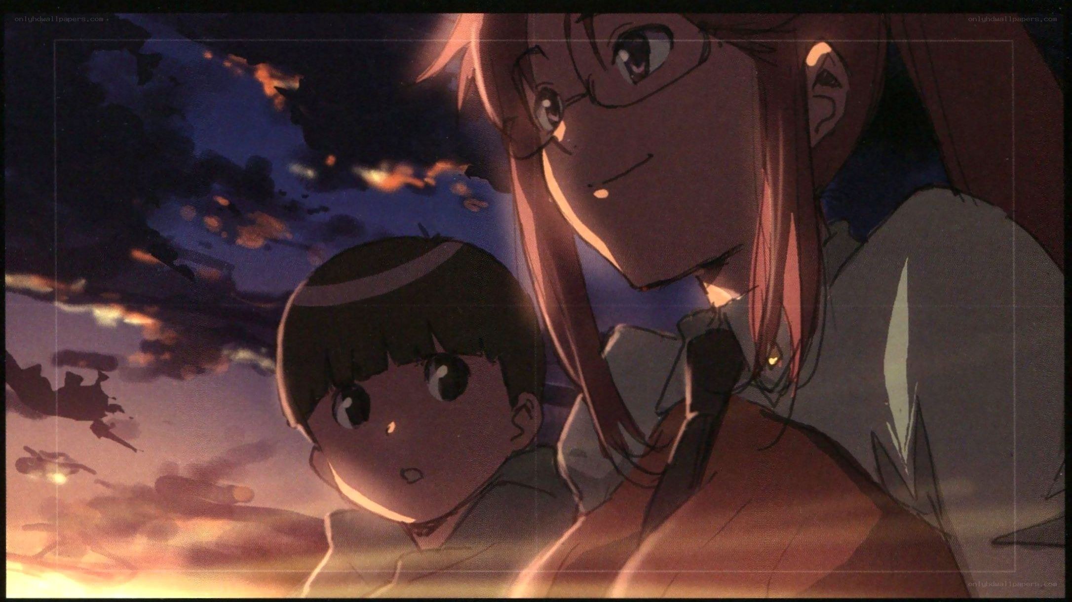 anime characters at sunset