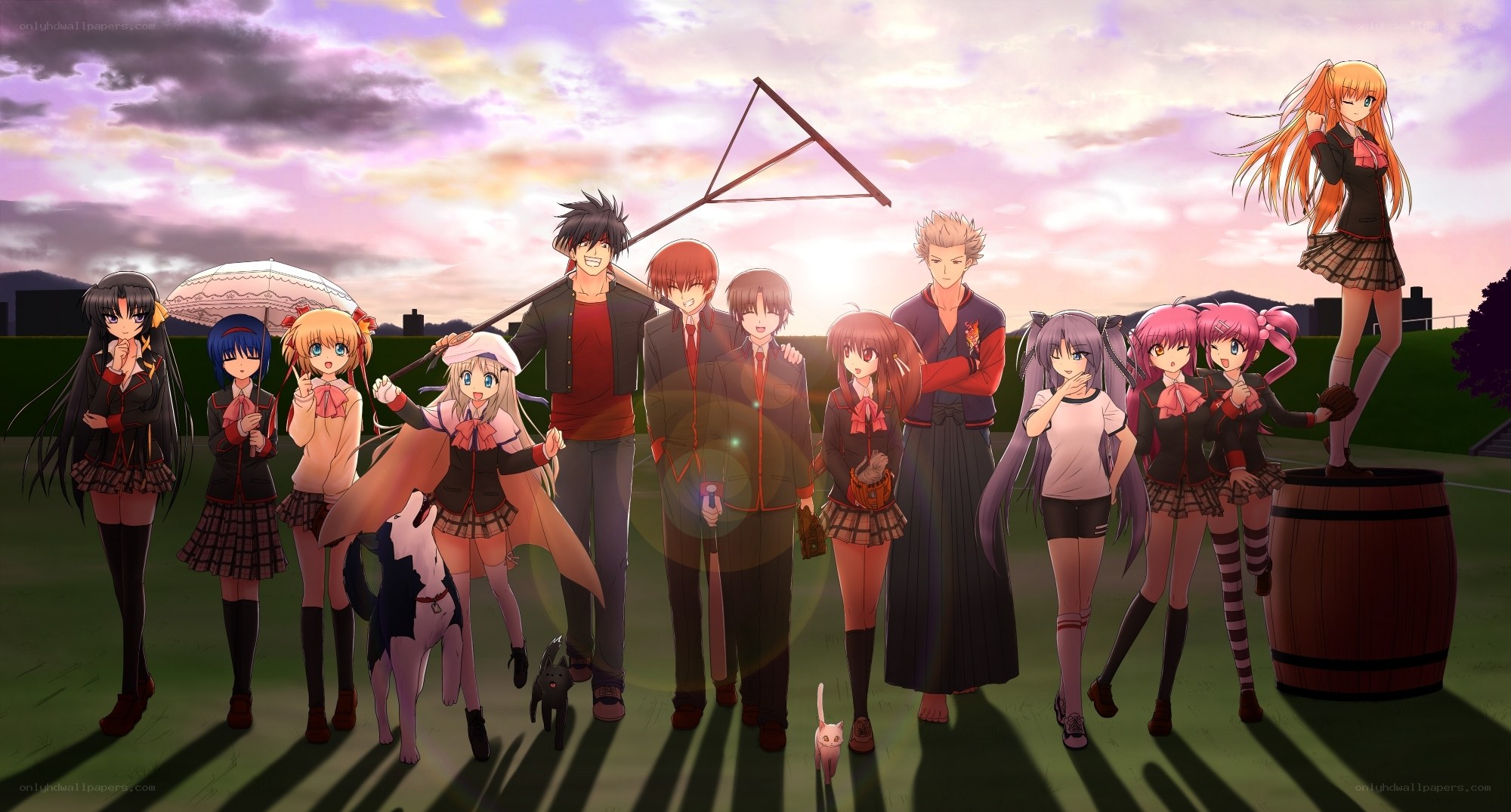 anime characters at sunset
