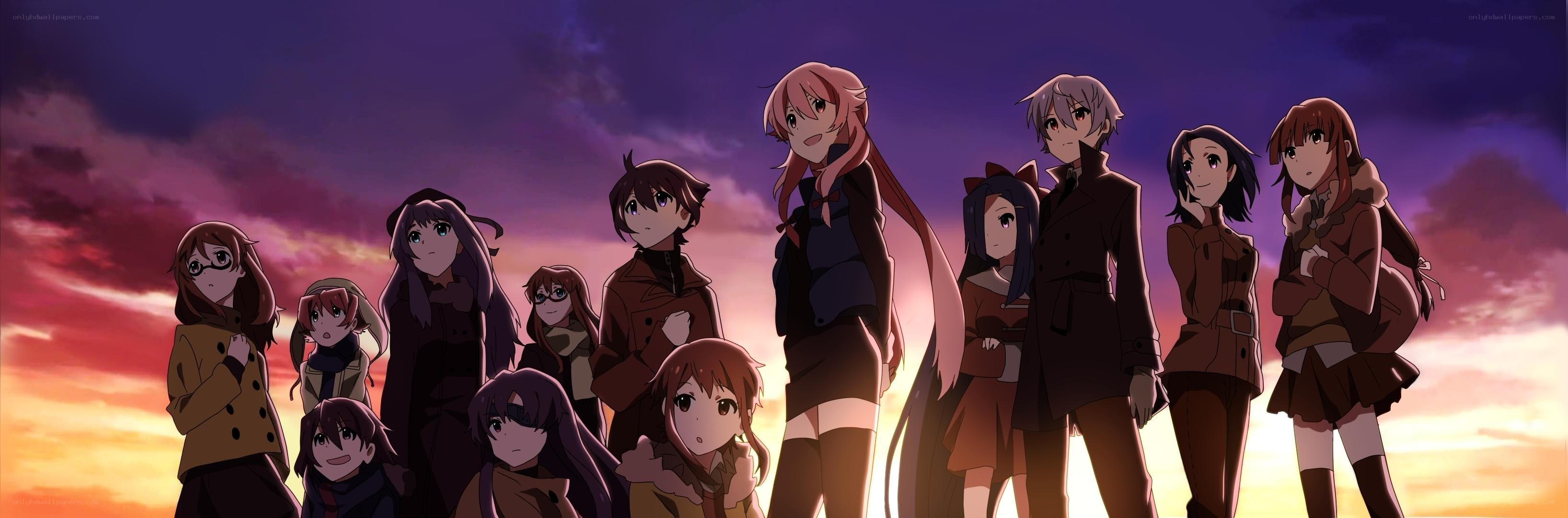 anime characters at sunset