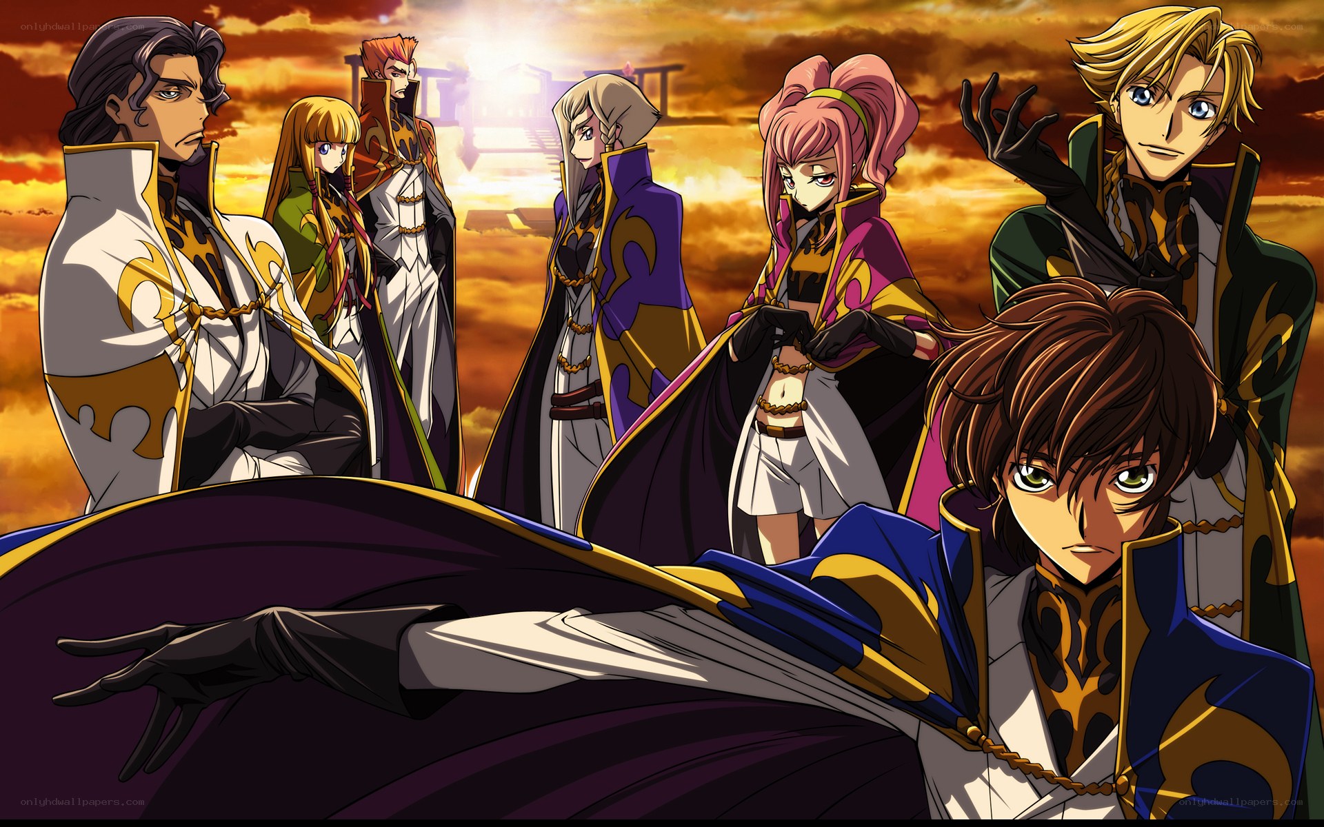 anime characters at sunset