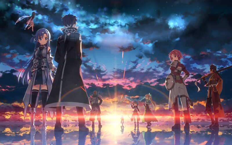 Anime Characters at Sunset — Blue, Dramatic