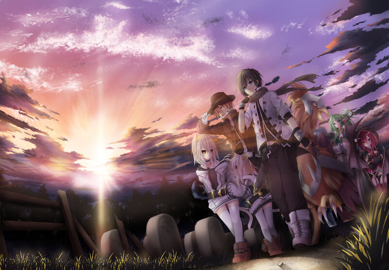 Anime Characters at Sunset — Purple