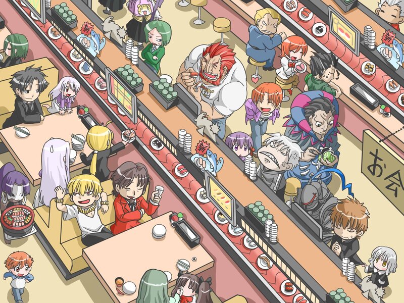 Anime Characters at Sushi Bar