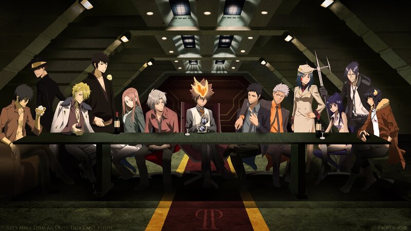 Anime Characters at Table — Black