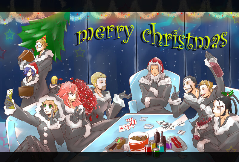 Anime Characters at Table — Blue