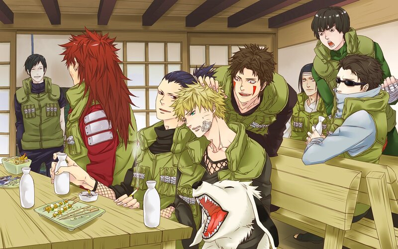 Anime Characters at Table — Green, Casual