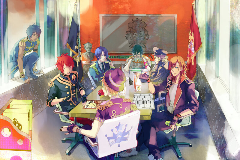 Anime Characters at Table — Purple, Calm