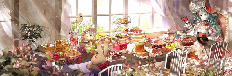 Anime Characters at Tea Party — Purple