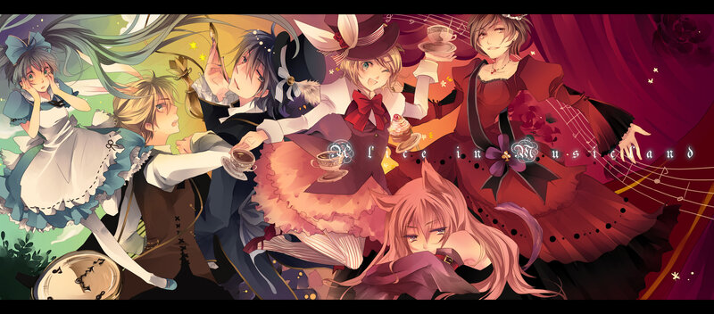 Anime Characters at Tea Party — Red, Whimsical