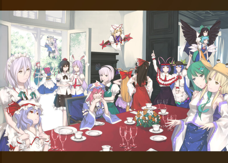 Anime Characters at Tea Party — White