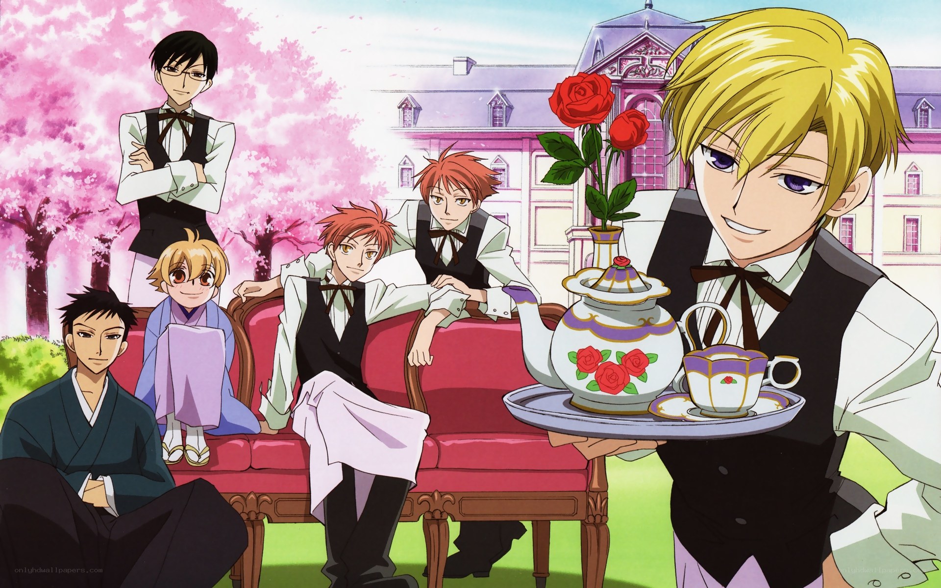 anime characters at tea party