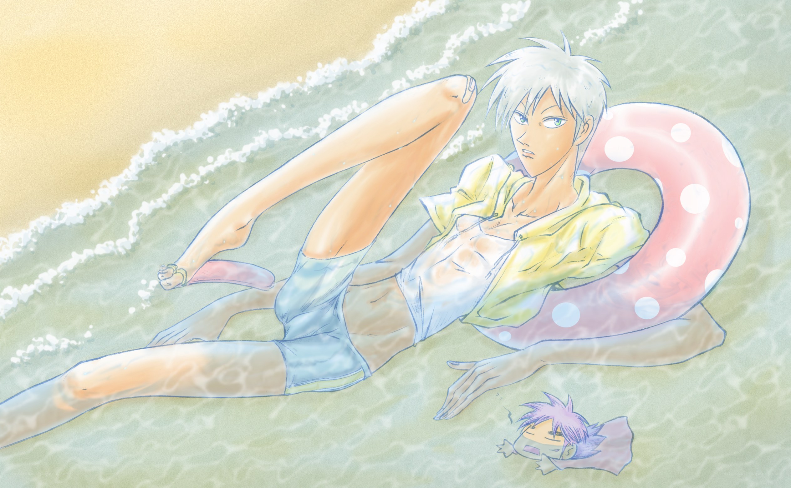 Anime characters at the beach