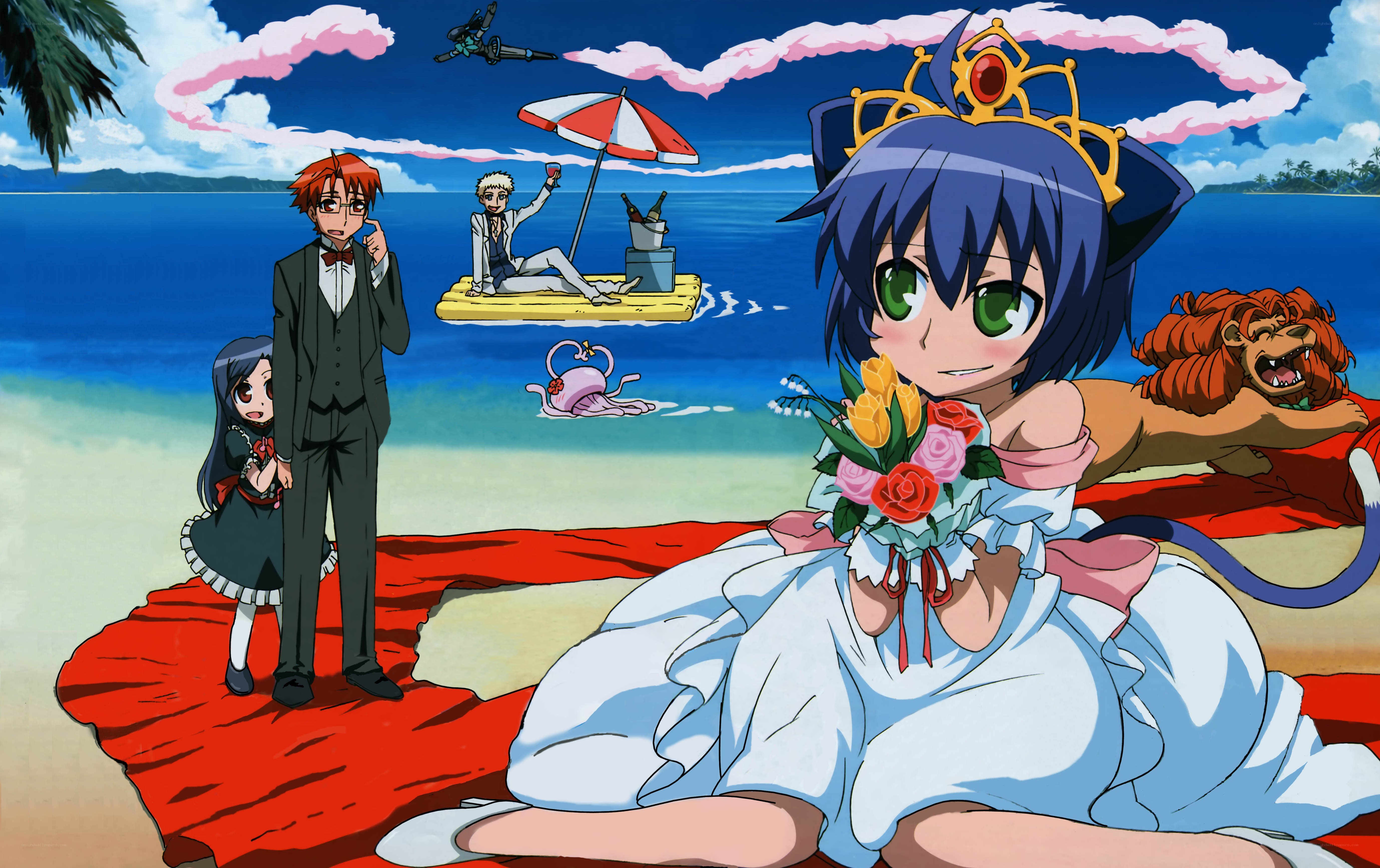 Anime characters at the beach