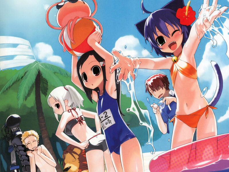 anime characters at the beach