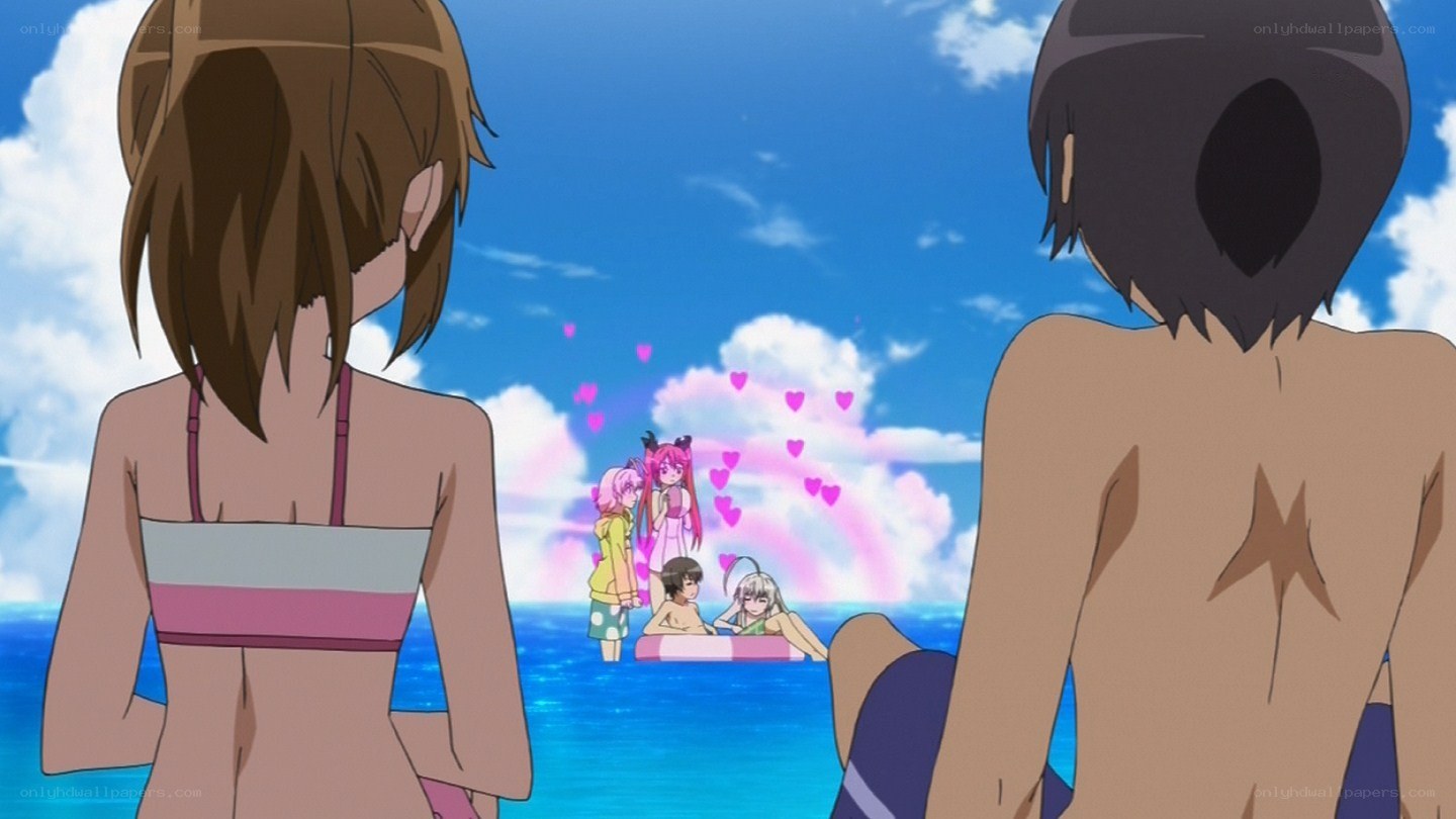 anime characters at the beach