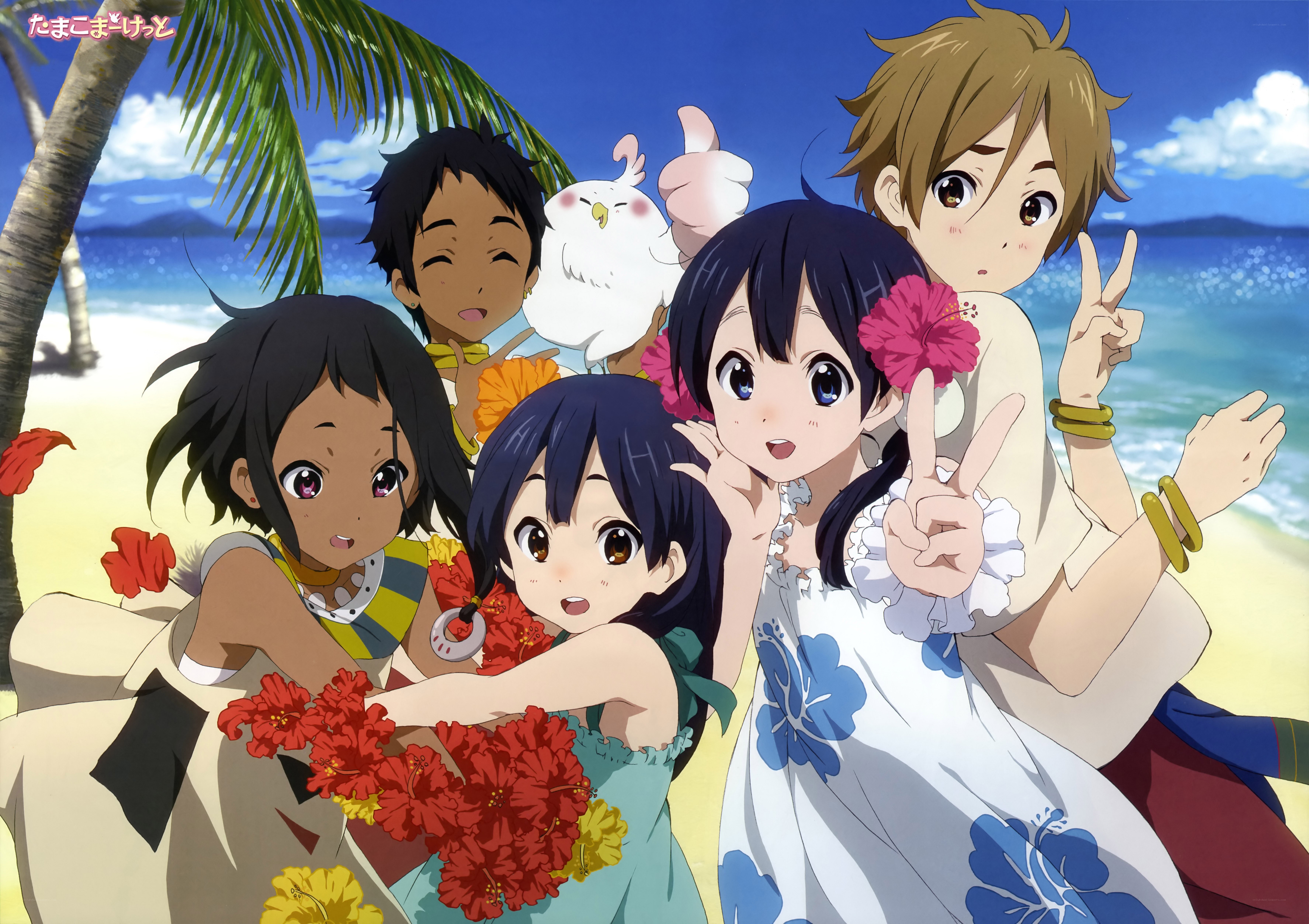 Anime characters at the beach