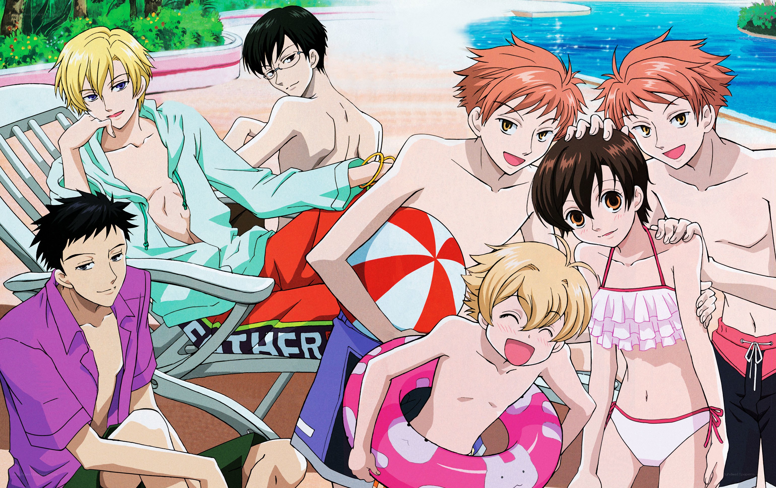 anime characters at the pool