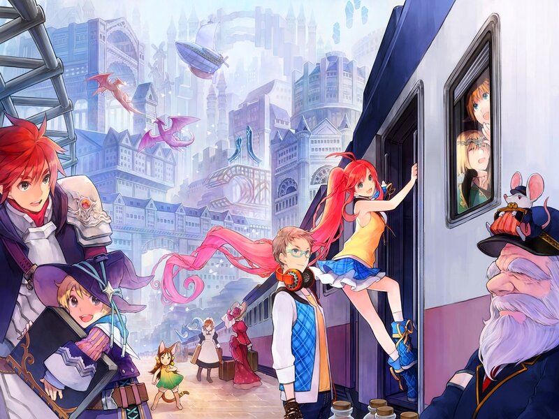 Anime Characters at Train Station — Red