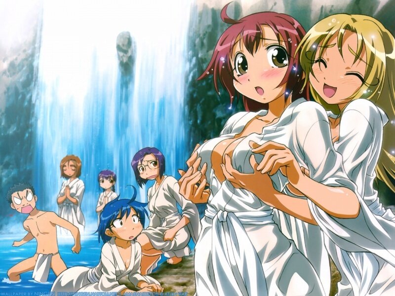 Anime Characters at Waterfall