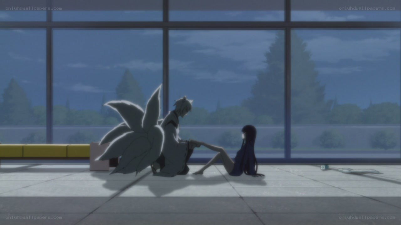 Anime characters by a window
