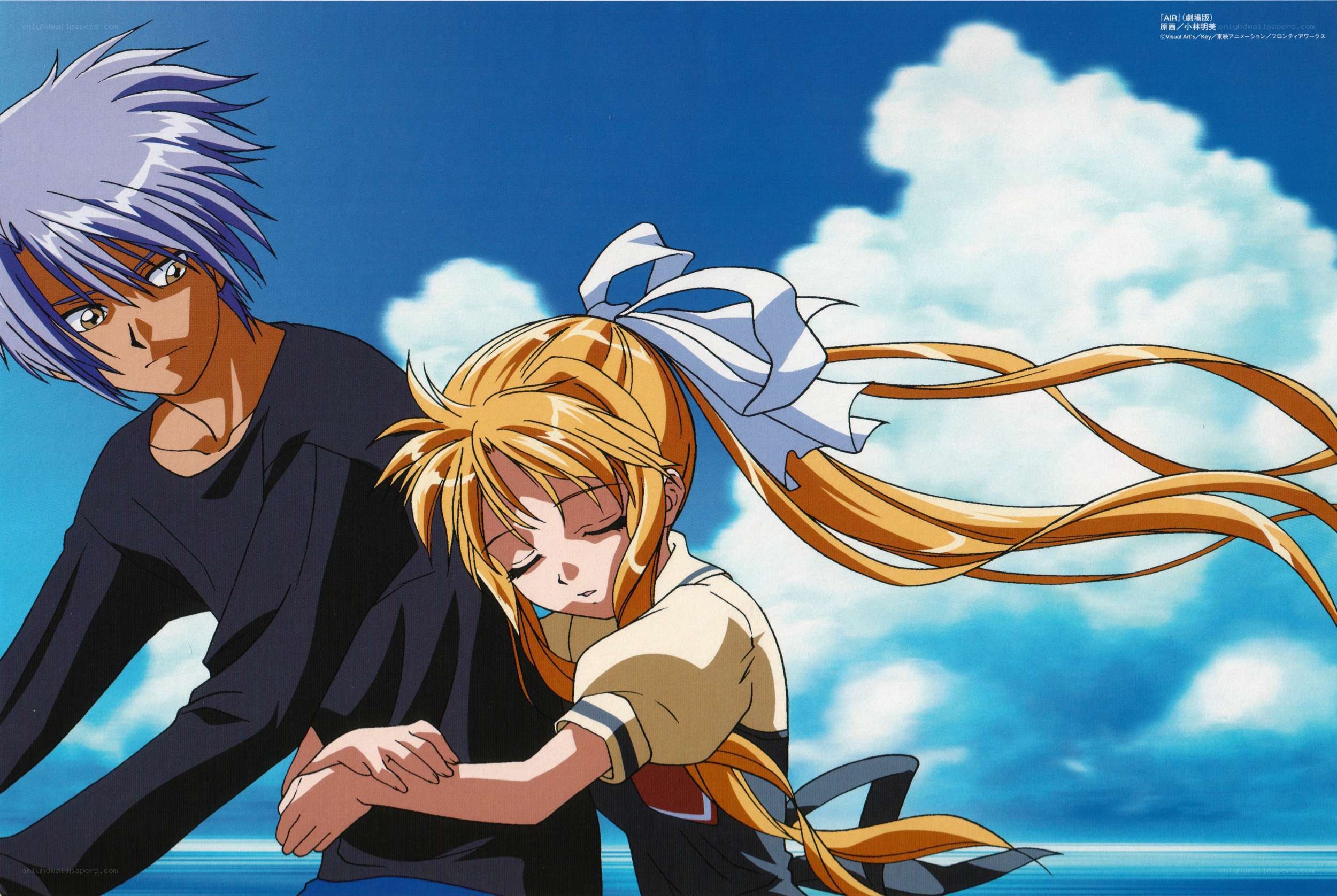 Anime characters by the sea