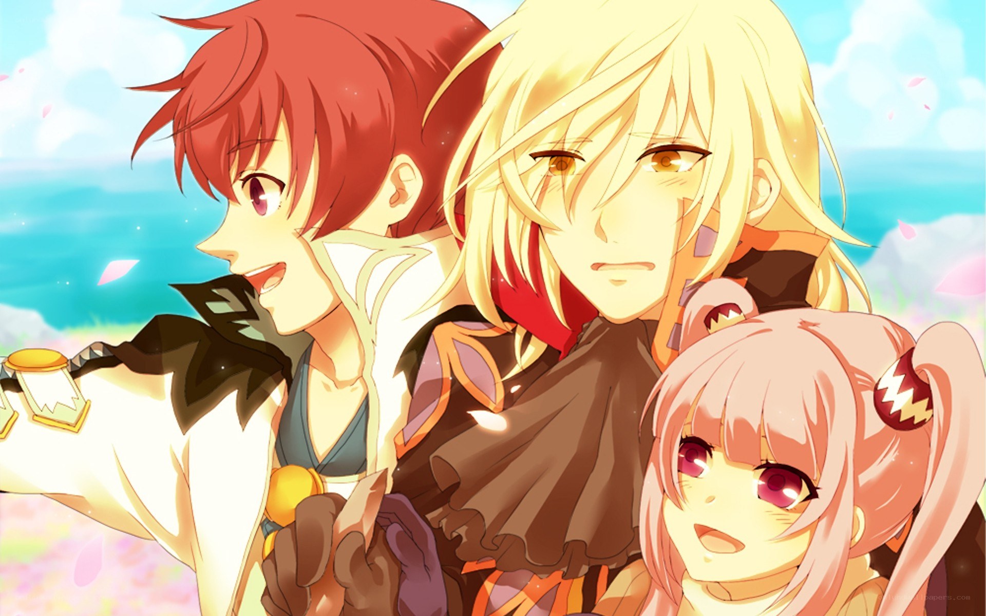 anime characters by the sea