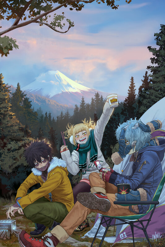 Anime Characters Camping — Blue