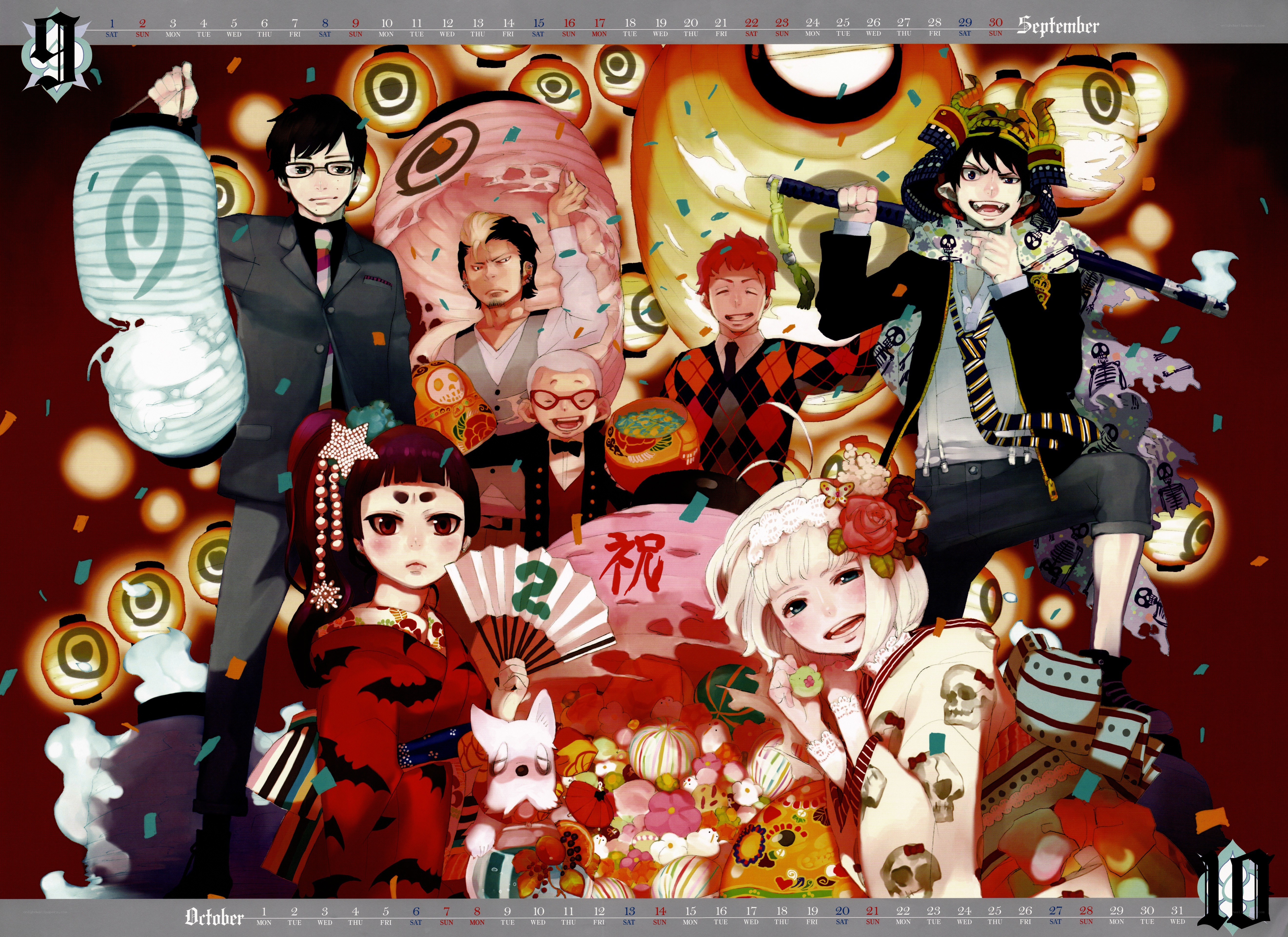 anime characters celebrating festival