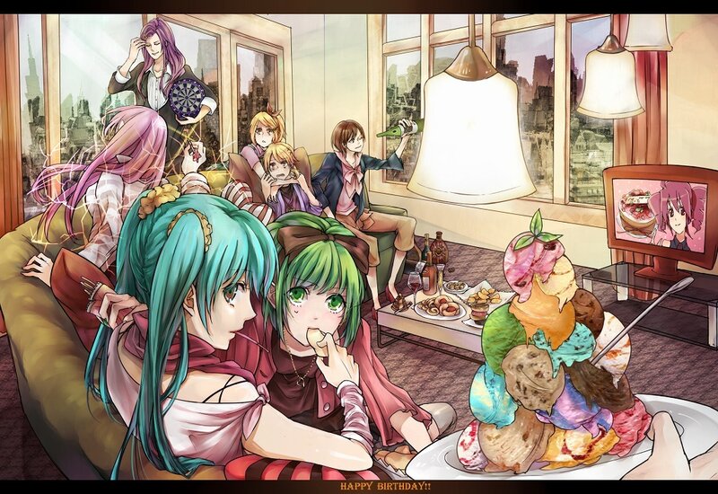 Anime Characters Celebrating — Green