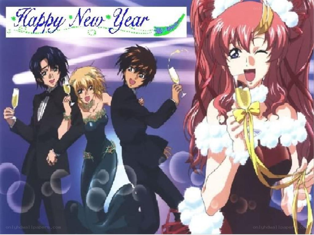 anime characters celebrating new year