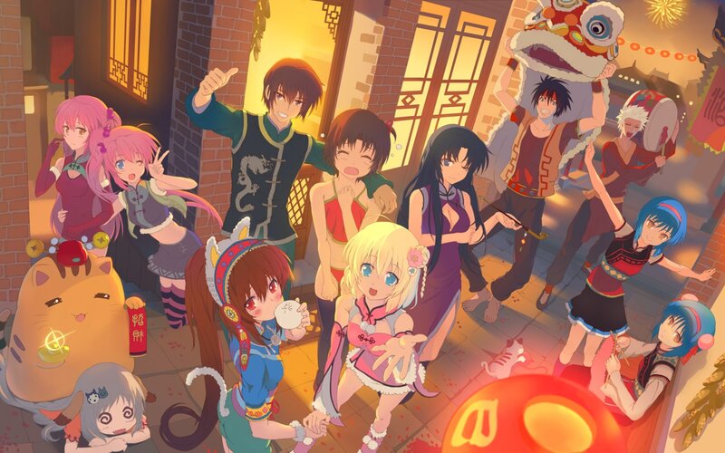 Anime Characters Celebrating — Orange