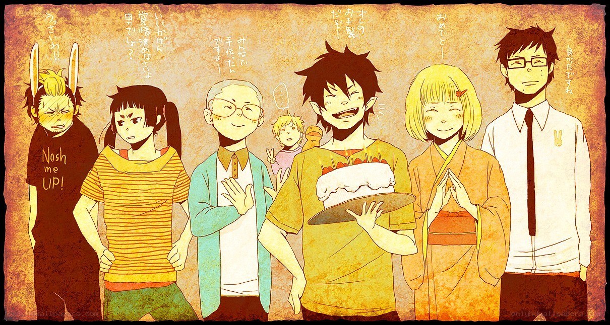 Anime characters celebrating together