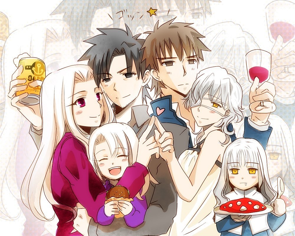 anime characters celebrating together