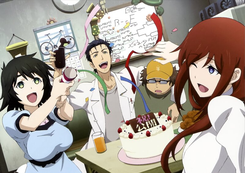 Anime Characters Celebrating — White, Celebratory, Cake