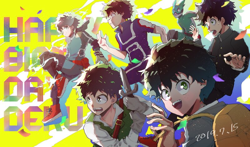 Anime Characters Celebrating — Yellow, Energetic