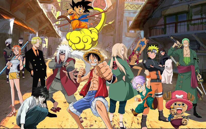 Anime characters collage