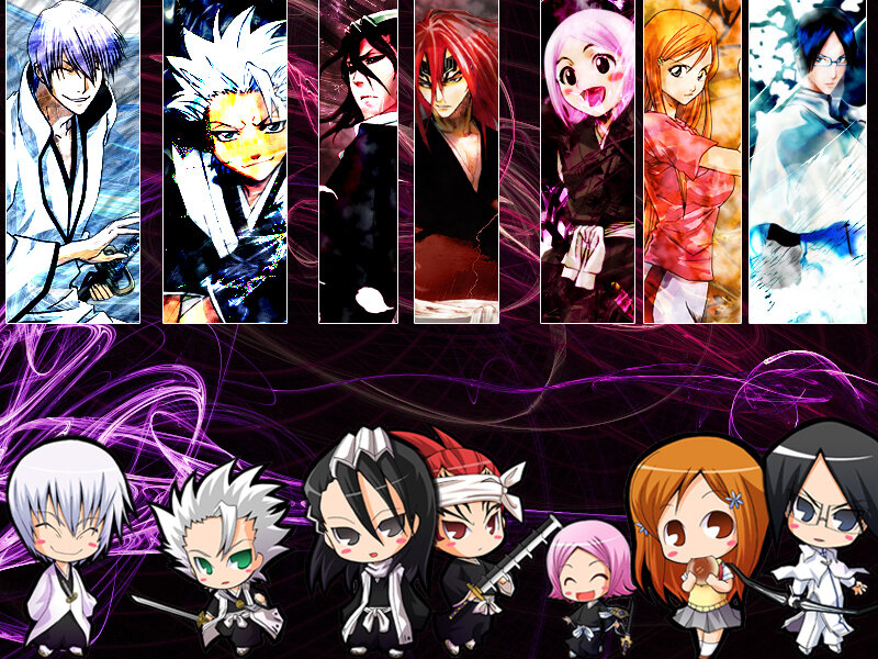 Anime Characters Collage — Black, Dramatic, Digital Art