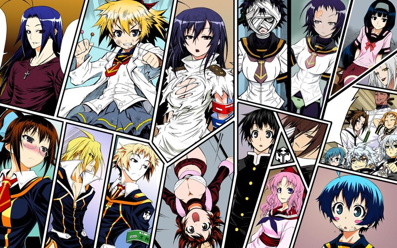 Anime Characters Collage — Black, Dramatic, Manga, Manga Panels, School Uniforms