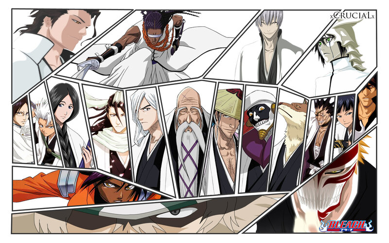 Anime Characters Collage — Black, Dramatic, Manga, Manga Panels, Swords