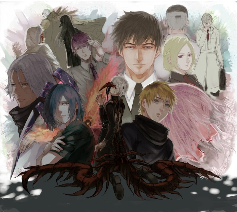 Anime Characters Collage — Black, Dramatic, Manga, Monster