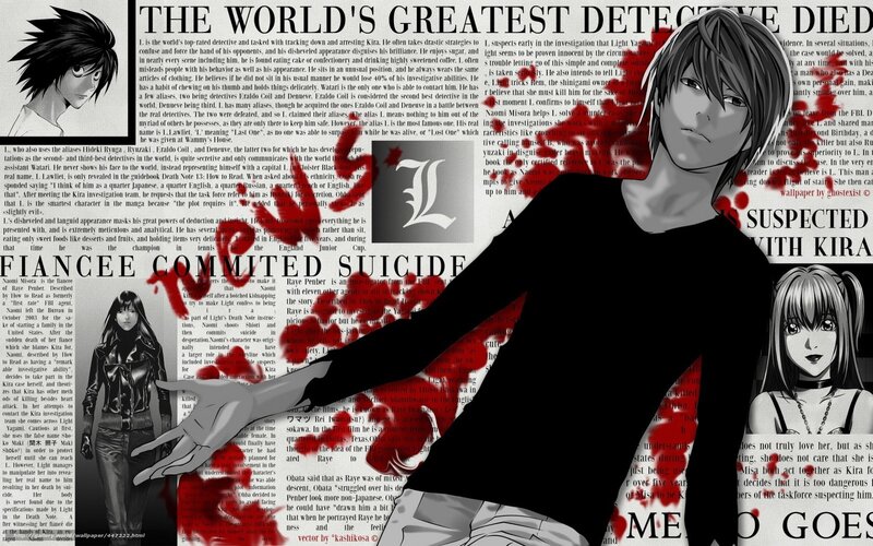 Anime Characters Collage — Black, Dramatic, Manga, Newspaper