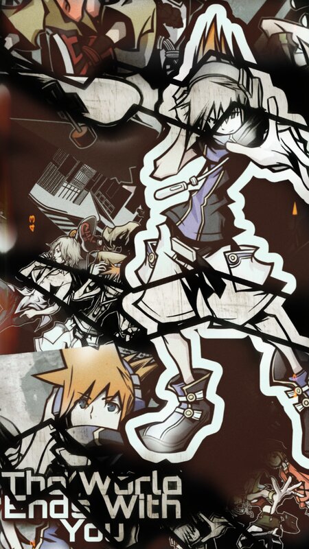Anime Characters Collage — Black, Dramatic, Manga, Text, Graffiti