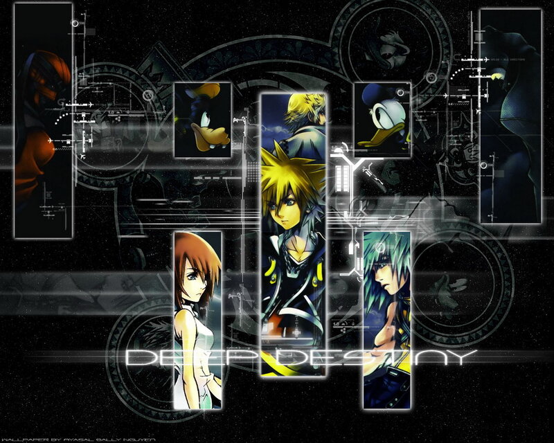 Anime Characters Collage — Black, Dramatic, Night, Digital Art