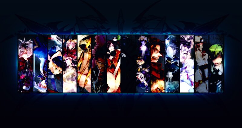 Anime Characters Collage — Black, Dramatic, Night, Swords